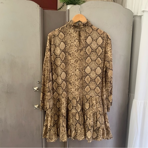 Zara Snake Print Chiffon Long Sleeve Dress - Picture 6 of 11